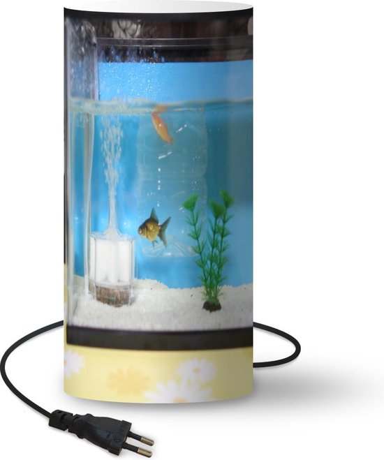 Lampe Aquarium - Deux poissons dans un aquarium - 33 cm de haut - Ø16 cm -  Avec lampe