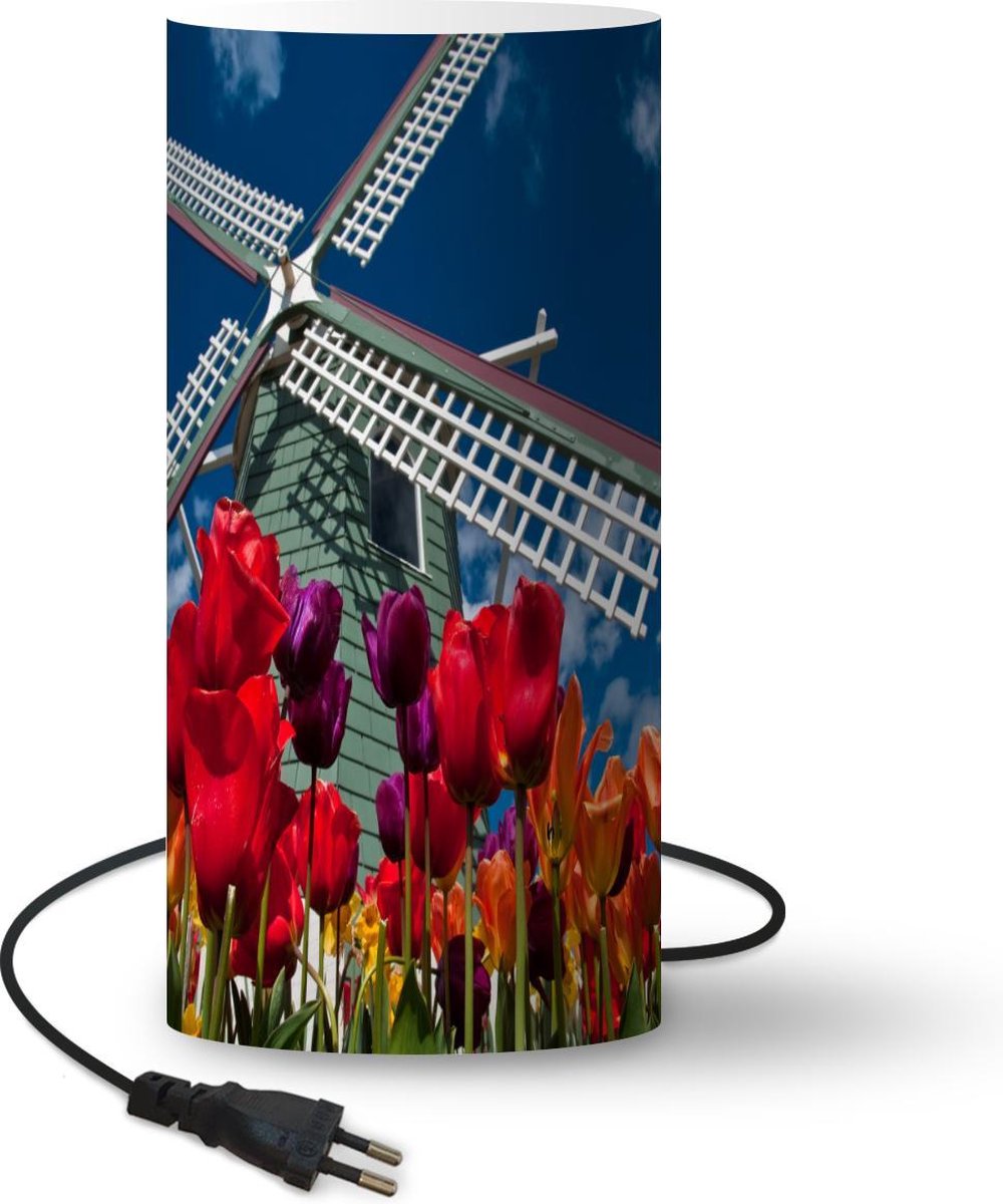 Lamp - Nachtlampje - Tafellamp slaapkamer - Tulpen voor een molen - 54 cm hoog - Ø24.8 cm - Inclusief LED lamp