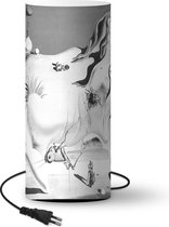 Lamp De grote masturbator - schilderij van Salvador Dalí - zwart wit - 70 cm hoog - Ø30 cm - Inclusief LED lamp