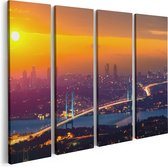 Artaza - Quadriptyque de peinture sur toile - Pont du Bosphore à Istanbul au coucher du soleil - 80x60 - Photo sur toile - Impression sur toile