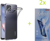 Oppo Reno 4Z 5G Hoesje Transparant TPU Silicone Soft Case + 2X Tempered Glass Screenprotector