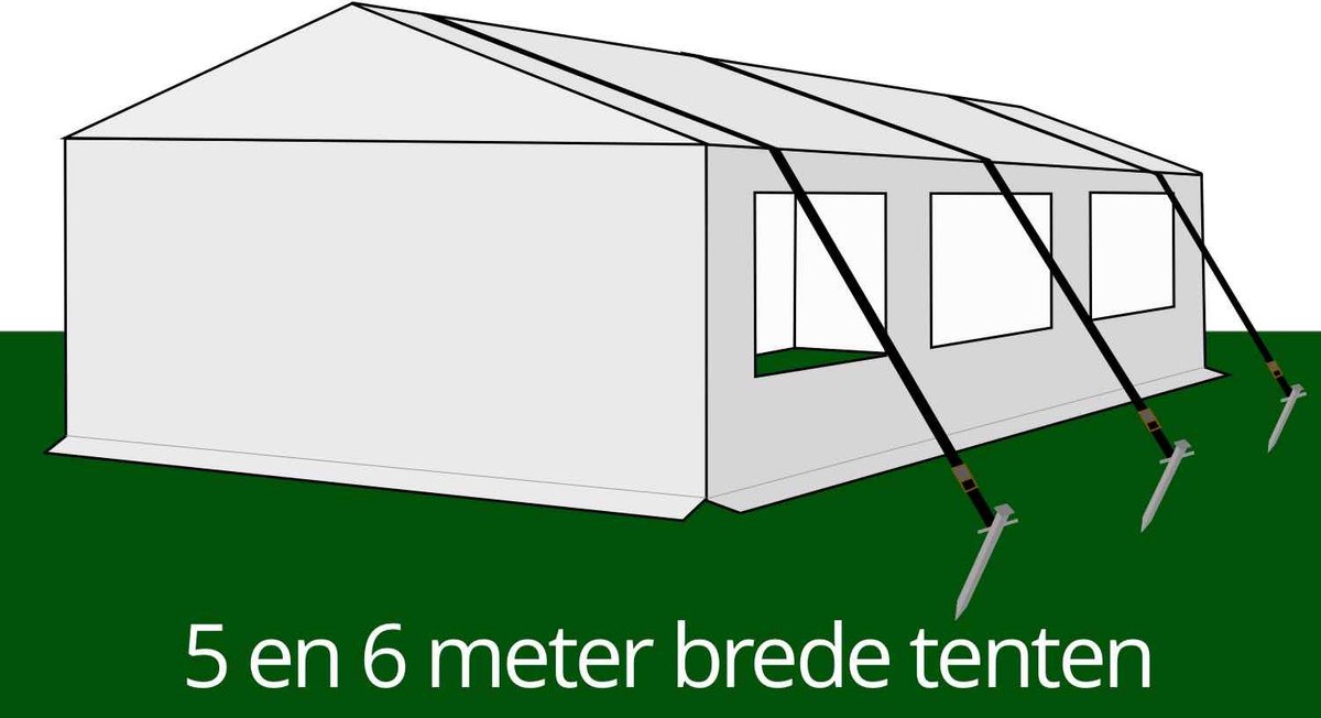 3x Stormbandenset Grond/Steen voor tent 5/6 mtr breed