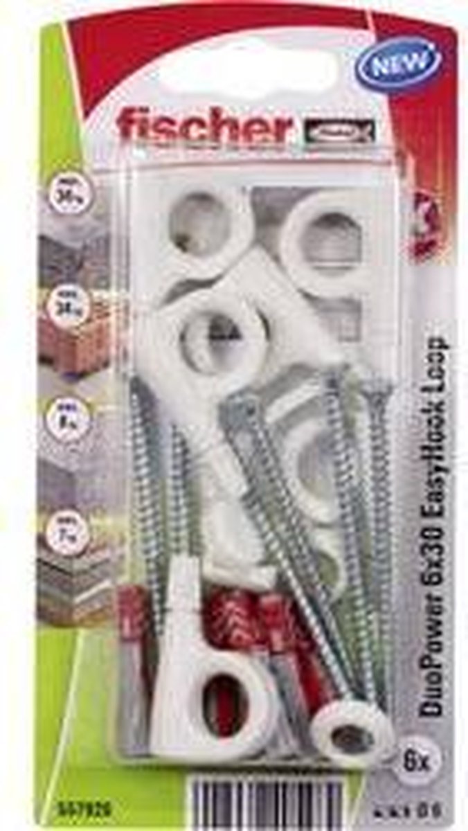 Gesloten stopcontact Fischer 6 x 30 mm 6 Stuks