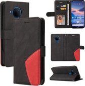 Voor Nokia 3.4/5.4 Dual-color Splicing Horizontale Flip PU Lederen Case met Houder & Kaartsleuven & Portemonnee (Zwart)