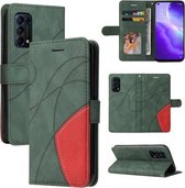 Voor OPPO Reno5 5G / Find X3 Lite Dual-color Splicing Horizontale Flip PU-lederen hoes met houder en kaartsleuven en portemonnee (groen)
