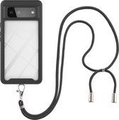 Voor Google Pixel 6 Sterrenhemel Effen Kleur Serie Schokbestendige PC + TPU Beschermhoes met Nekband (Zwart)