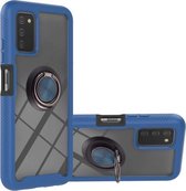 Voor Samsung Galaxy A03s EU-versie Sterrenhemel Effen kleurserie Schokbestendige pc + TPU-beschermhoes met ringhouder en magnetische functie (blauw)
