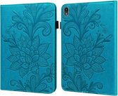 Voor Lenovo Tab P11 2020 11 inch TB-J606F/J606X Kant Bloem Embossing Patroon Horizontale Flip Lederen Case met Houder & Kaartsleuven & Portemonnee & Fotolijst (Blauw)