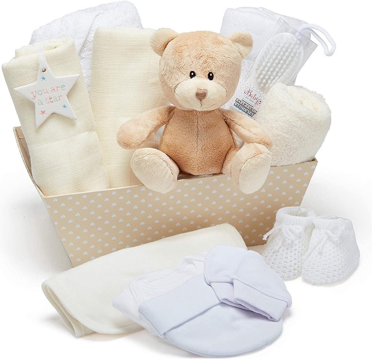 Panier-cadeau de douche de bébé neutre en matière de genre, bébé garçon ou  bébé fille, body, chaussettes, burpcloth, bébé à couches, panier-cadeau  pour bébé de couverture de réception, -  Canada