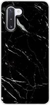 - ADEL Siliconen Back Cover Softcase Hoesje Geschikt voor Samsung Galaxy Note 10 Plus - Marmer Zwart