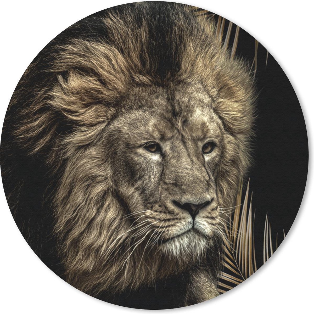 Muismat rond 40x40 cm - Mousepad Leeuw - Varen - Goud - Ronde muismatten