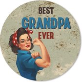 Muismat - Mousepad - Rond - Opa - Quote - Best grandpa ever - Spreuken - 40x40 cm - Ronde muismat - Vaderdag cadeau - Geschenk - Cadeautje voor hem - Tip - Mannen