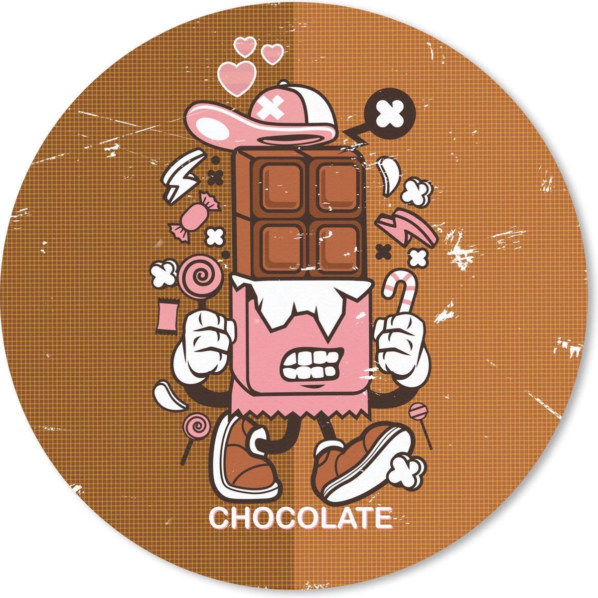 Muismat rond 40x40 cm - Mousepad Vintage - Chocolade - Snoep - Ronde muismatten
