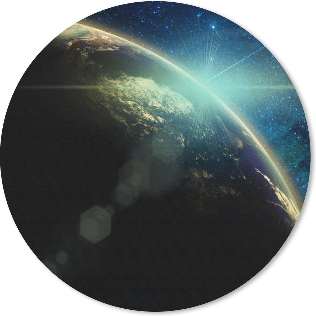 Muismat rond 40x40 cm - Mousepad Aarde - Melkweg - Sterren - Ronde muismatten