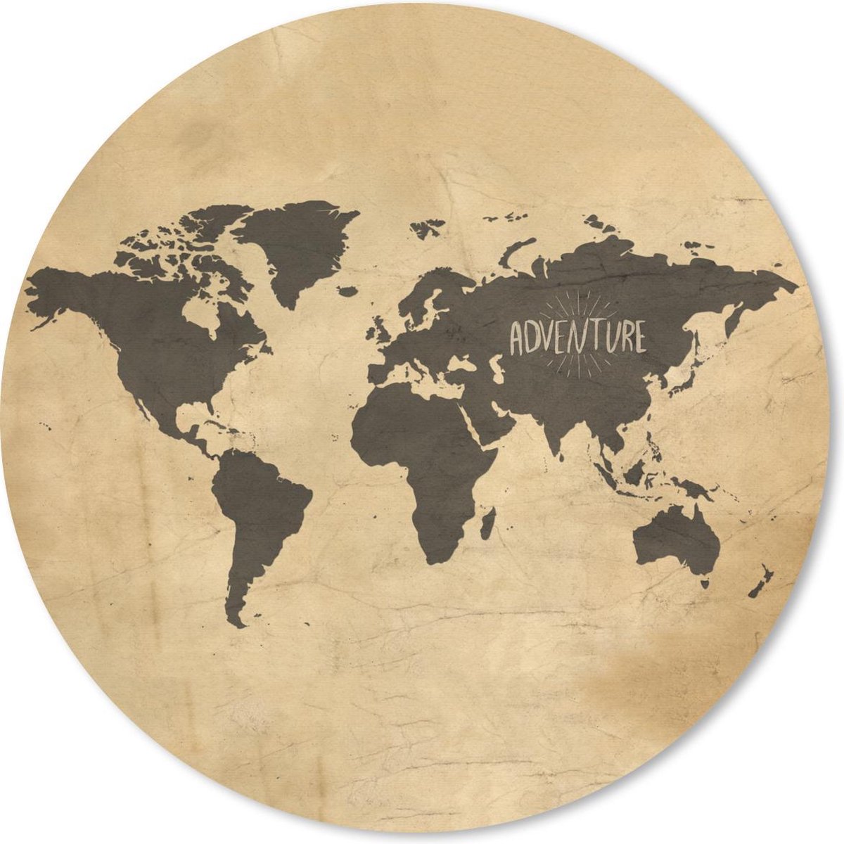 Muismat rond 40x40 cm - Mousepad Wereldkaart - Bruin - Vintage - Ronde muismatten