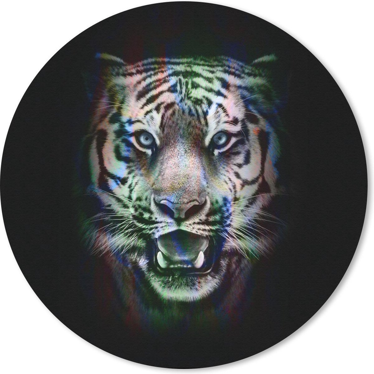 Muismat rond 50x50 cm - Mousepad Tijger - Kleuren - Dier - Ronde muismatten