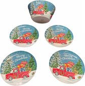 Kerstschaal en 4 kerstborden - Melamine