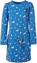 Meisjes jurk Blauw met paarden/hartjes lange mouwen | Maat 92/2Y