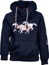 Kindertrui  marine 3 paarden print | Maat 140/ 10Y