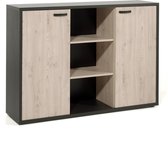 Dressoir Spinoza Zwart Kastanje - Breedte 160 cm - Hoogte 112 cm - Diepte 40 cm - Met planken - Met openslaande deuren