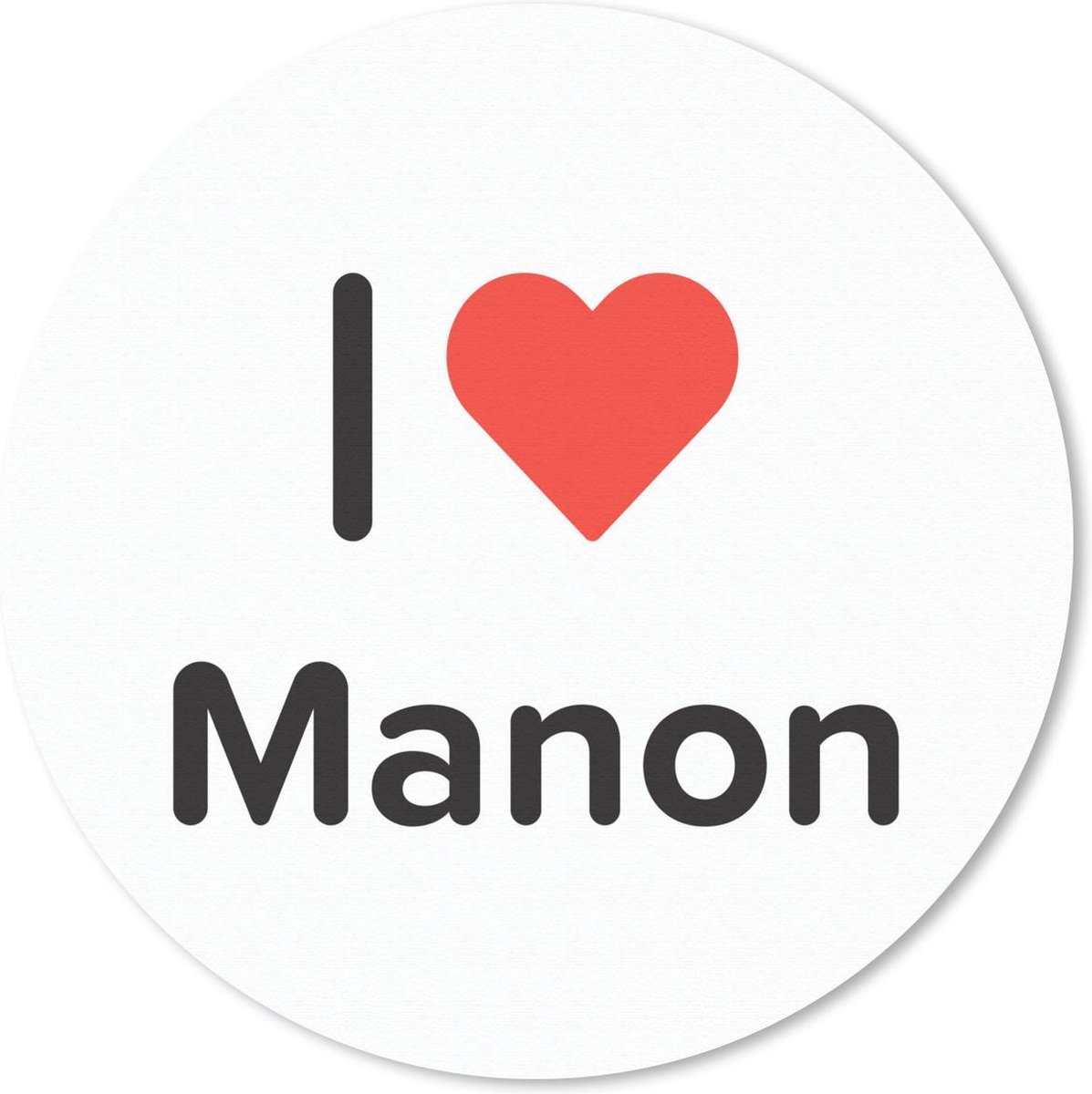 Muismat rond 50x50 cm - Mousepad I love - Manon - Meisje - Ronde muismatten