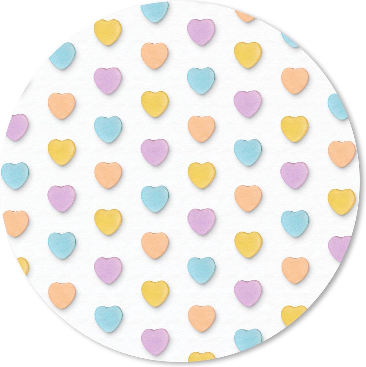 Muismat rond 50x50 cm - Mousepad Pastel - Patroon - Hart - Ronde muismatten