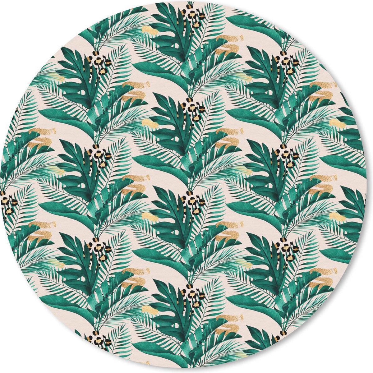 Muismat rond 50x50 cm - Mousepad Tropical - Blauw - Bladeren - Ronde muismatten
