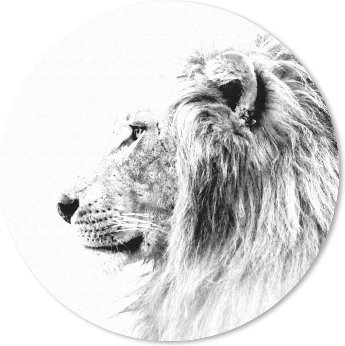 Muismat rond 40x40 cm - Mousepad Leeuw - Zwart - Wit - Dieren - Ronde muismatten