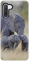 - ADEL Siliconen Back Cover Softcase Hoesje Geschikt voor Samsung Galaxy Note 10 - Olifant Familie