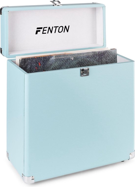 Platenkoffer - Fenton RC30 platenkoffer voor 30 - 35 platen - Geschikt voor alle formaten - Flanellen voering - Blauw