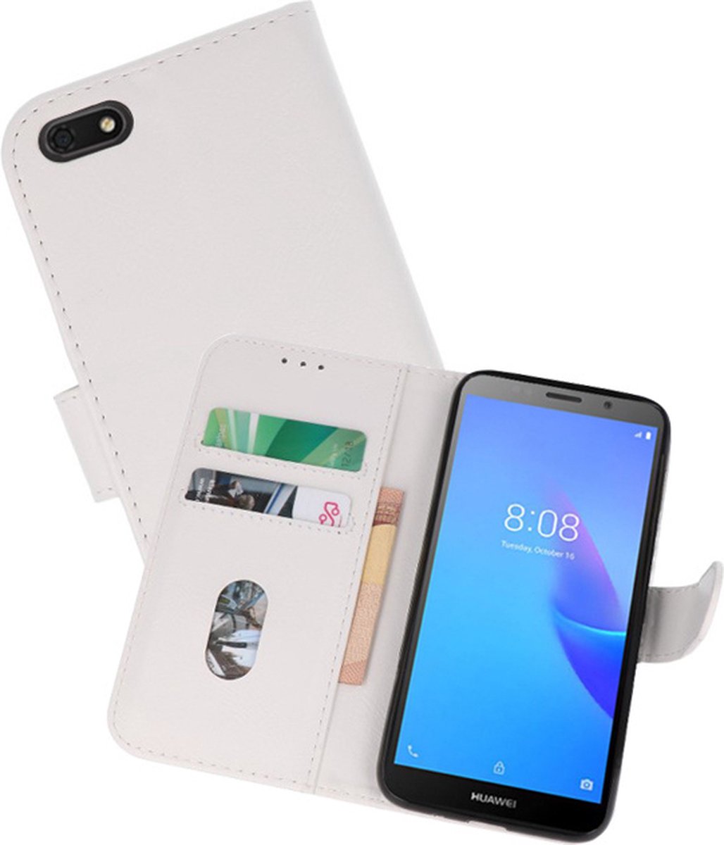 Hoesje Geschikt voor de Huawei Y5 Lite 2018 - Kaarthouder Book Case Telefoonhoesje - Wit