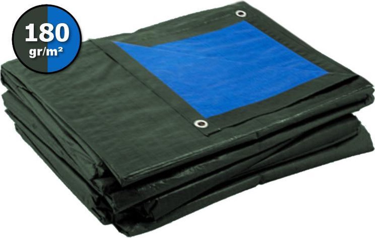 Blauw/groen afdekzeil bache bouwzeil 4x6m 180gr/m²