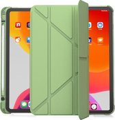 Multi-opvouwbare horizontale flip PU-leer + TPU Aitbag Schokbestendig Half-paste hoesje met houder en pensleuf & slaap- / wekfunctie voor iPad Pro 11 2020/2021 (groen)