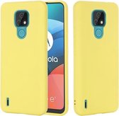 Voor Motorola Moto E7 2020 Pure Kleur Vloeibare Siliconen Schokbestendig Volledige Dekking Case (Geel)