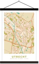 Posterhanger incl. Poster 120x180 cm - Schoolplaat - Stadskaart - Utrecht - Vintage - Textielposter - Zwarte latten