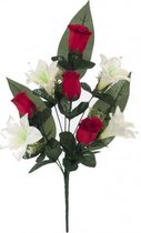 kunstplant lelie 15 x 10 x 53 cm groen/wit/rood