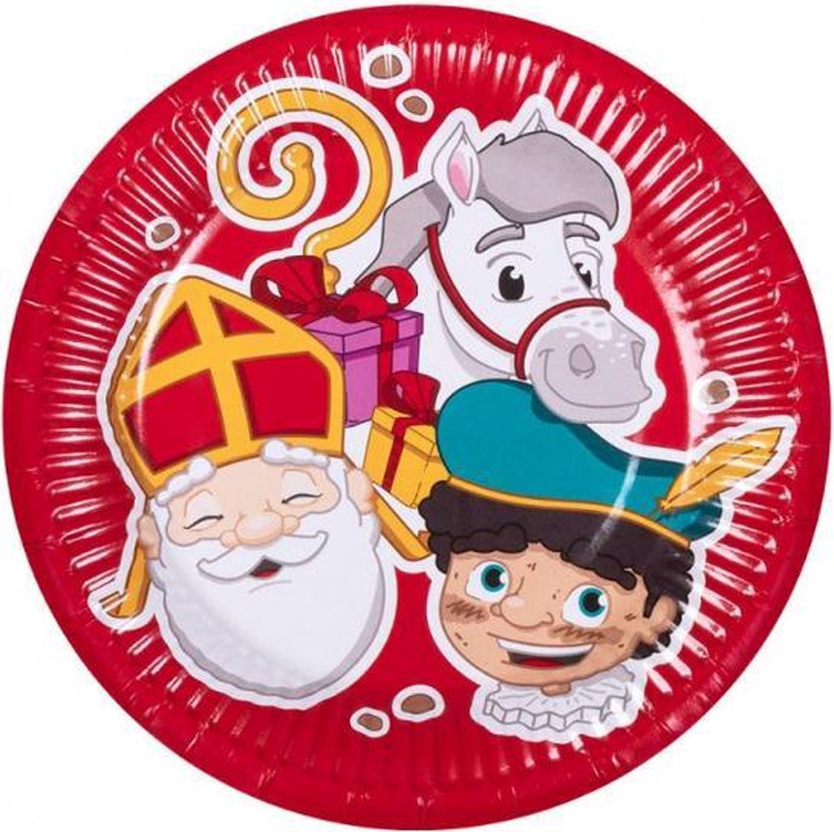 feestbordjes Sinterklaas 18 cm karton rood 6 stuks