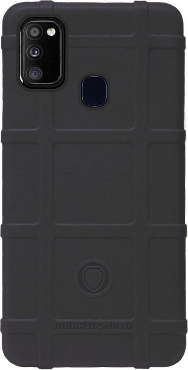 RUGGED SHIELD Rubber Bumper Case Hoesje Geschikt voor Samsung Galaxy M30s/ M21 - Zwart