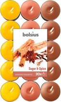 geurkaarsen theelicht Sugar & Spice bruin/geel 30 stuks