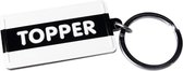 sleutelhanger Topper 13,5 x 4,5 cm staal zwart/wit