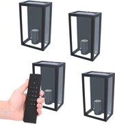Set van 4 dimbare LED Wandlamp Stella - zwart - IP44 - Incl. 4 dimbare E27 lichtbronnen - Incl. dimmer met afstandsbediening