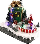 Kerstscene Cadeau LED en beweging 20cm