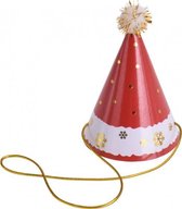 feesthoedjes Kerst 10 x 15 cm papier rood/goud 6-delig