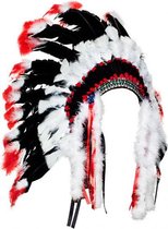 indianentooi unisex polyester/veren wit/zwart/rood mt one size