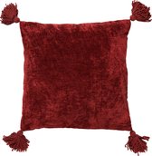 Dutch Decor NINO - Kussenhoes van katoen 45x45 cm Merlot - rood - met flosjes - met rits