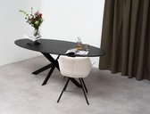 Eikentafel Ovaal - Zwart 2cm blad - Matrix poot ultra dun - Basic - eiken tafel 220 x 100 cm