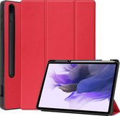 Samsung Tab S7 FE Hoes Luxe Hoesje Book Case Met Uitsparing S Pen - Samsung Galaxy Tab S7 FE Hoes Cover 12,4 inch - Rood