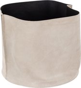 J-Line Opbergmand Rond Laag Leder Beige