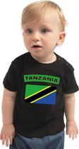 Tanzania baby shirt met vlag zwart jongens en meisjes - Kraamcadeau - Babykleding - Tanzania landen t-shirt 68 (3-6 maanden)