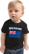 New-Zealand baby shirt met vlag zwart jongens en meisjes - Kraamcadeau - Babykleding - Nieuw-Zeeland landen t-shirt 80 (7-12 maanden)